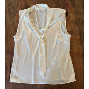 Judith Hart Ivory Satin‎ Blouse With Neck Tie/Bow Women's Size 14